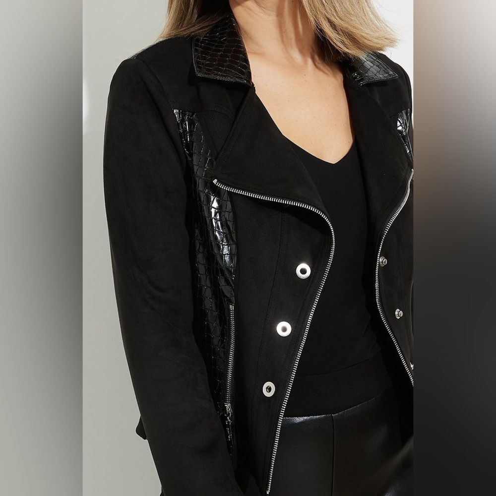 JOSEPH RIBKOFF BLACK MOTO JACKET STYLE